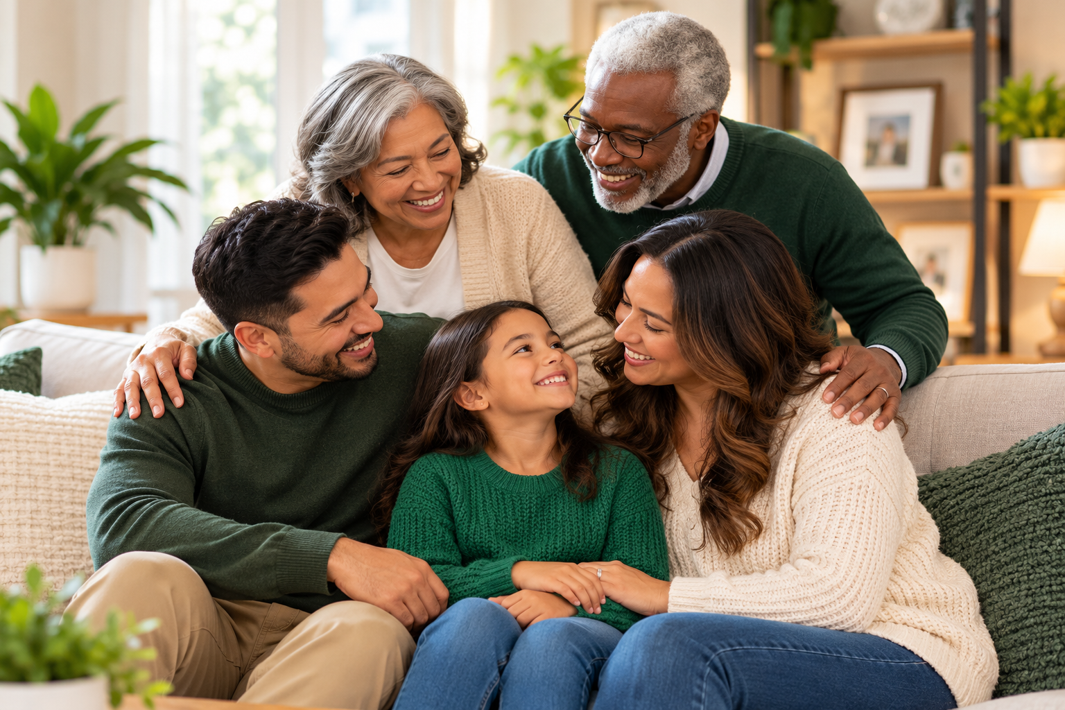 Multigenerational family spending quality time together in a cozy living room