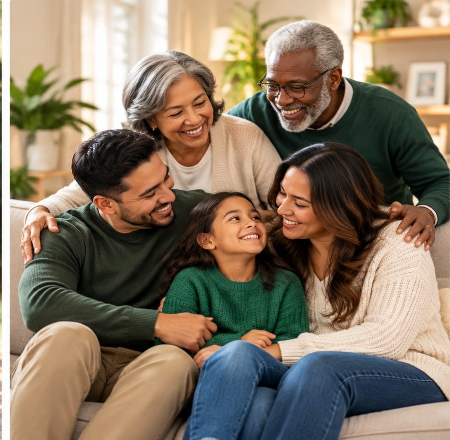 Multigenerational family spending time together